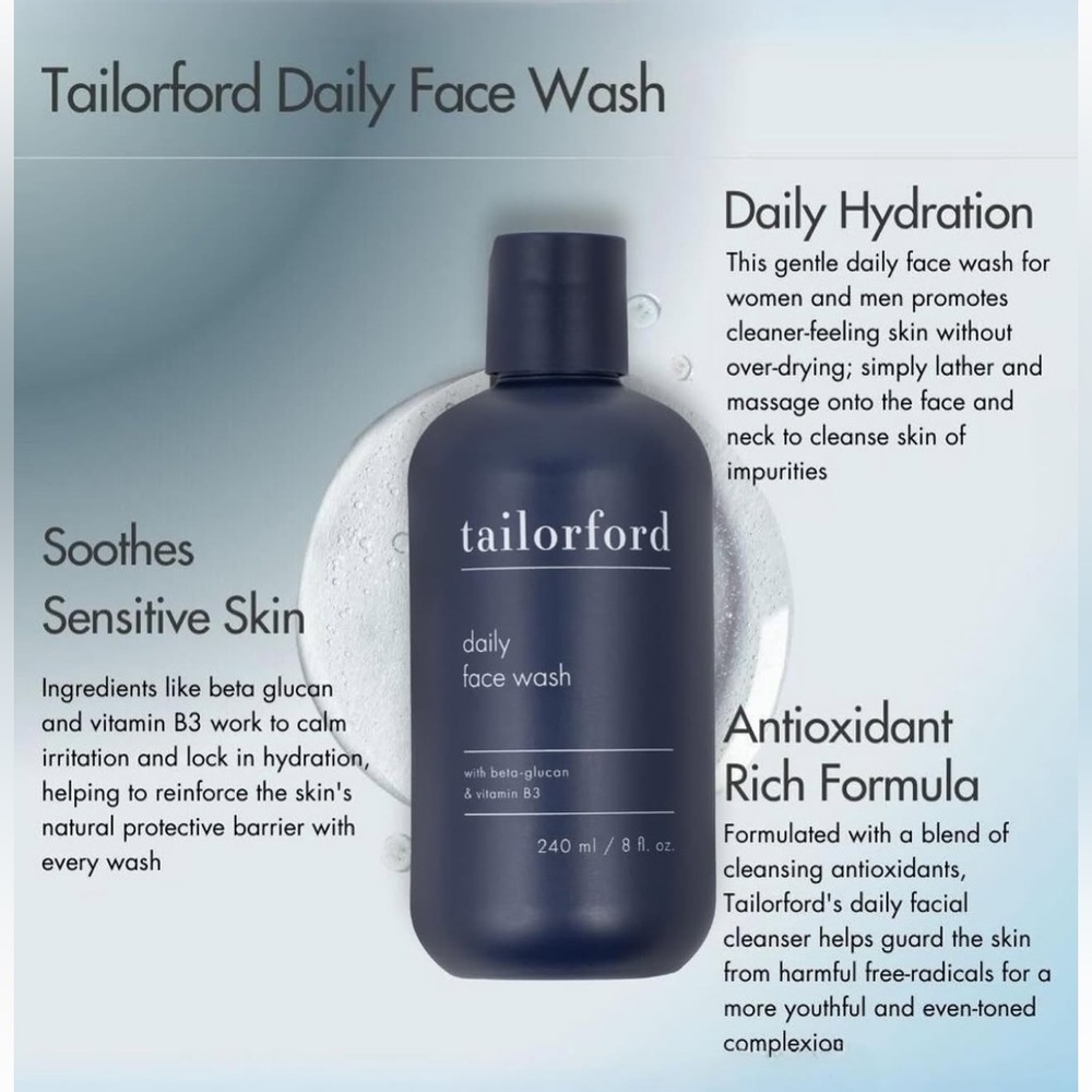 Tailorford Face Wash Hydrating Facial Cleanser with Niacinamide and Beta Glucan - Picture 1 of 8